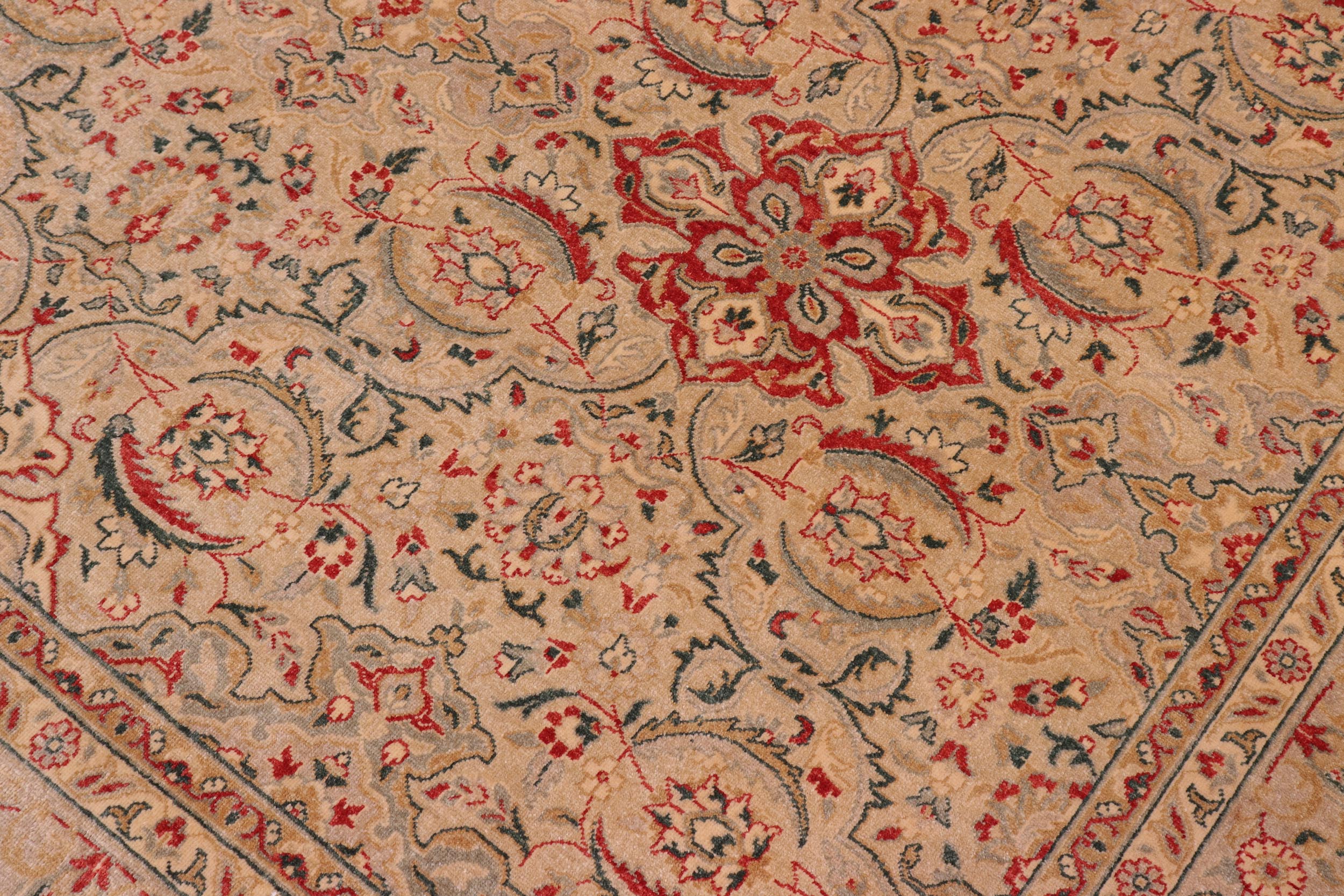 handmade Traditional Kashan Lt. Green Lt. Green Hand Knotted RECTANGLE 100% WOOL area rug 8' x 10'