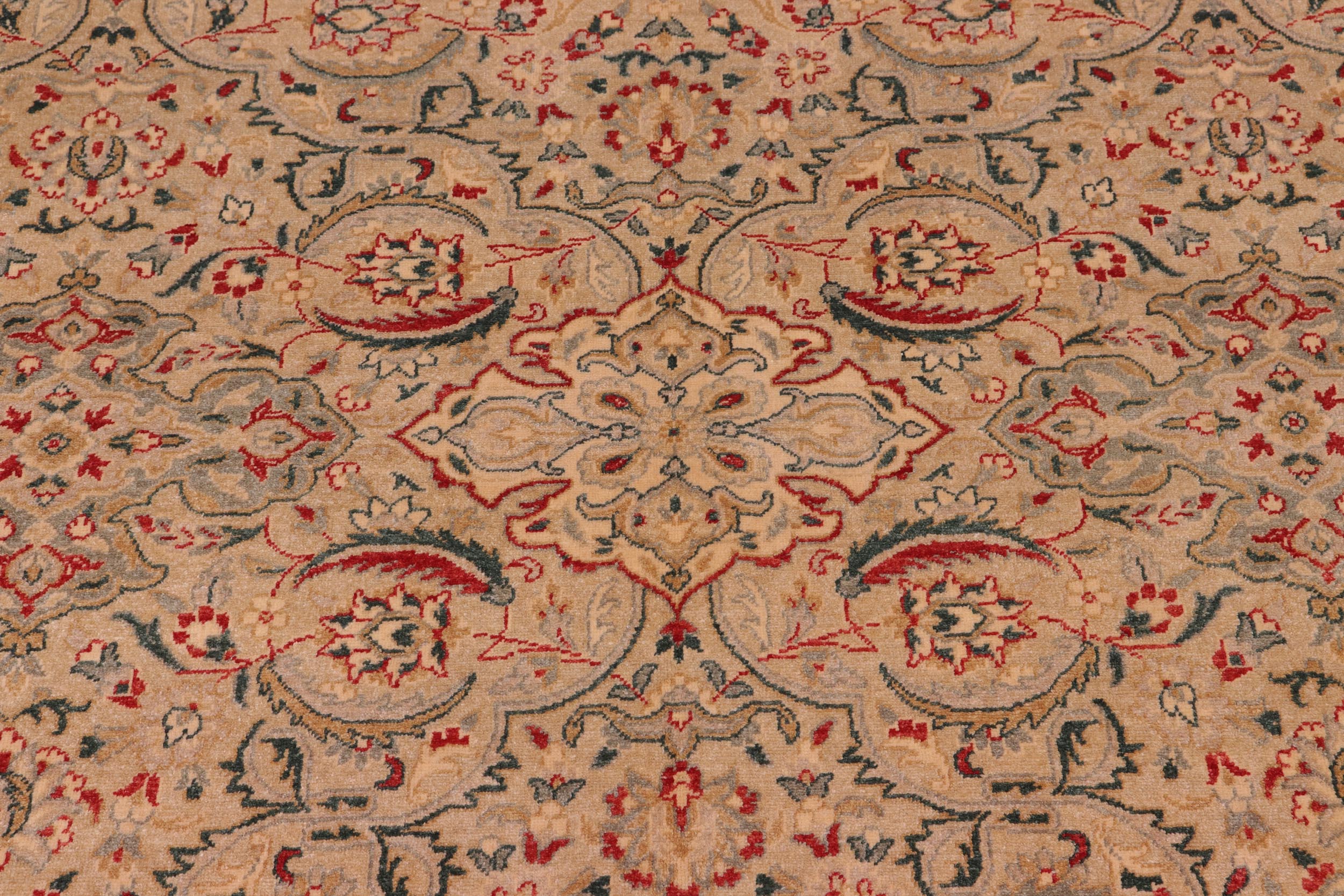 handmade Traditional Kashan Lt. Green Lt. Green Hand Knotted RECTANGLE 100% WOOL area rug 8' x 10'