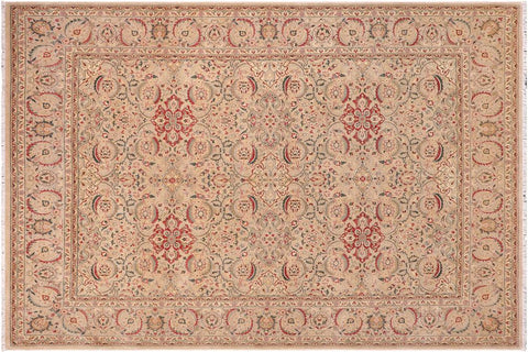 handmade Traditional Kashan Lt. Green Lt. Green Hand Knotted RECTANGLE 100% WOOL area rug 8'X10'