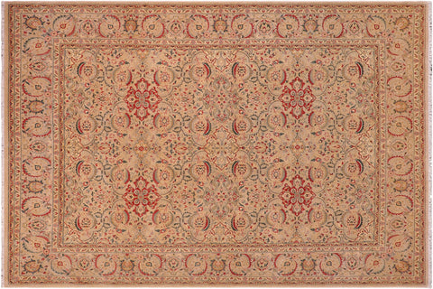 handmade Traditional Kashan Lt. Green Lt. Green Hand Knotted RECTANGLE 100% WOOL area rug 8' x 10'