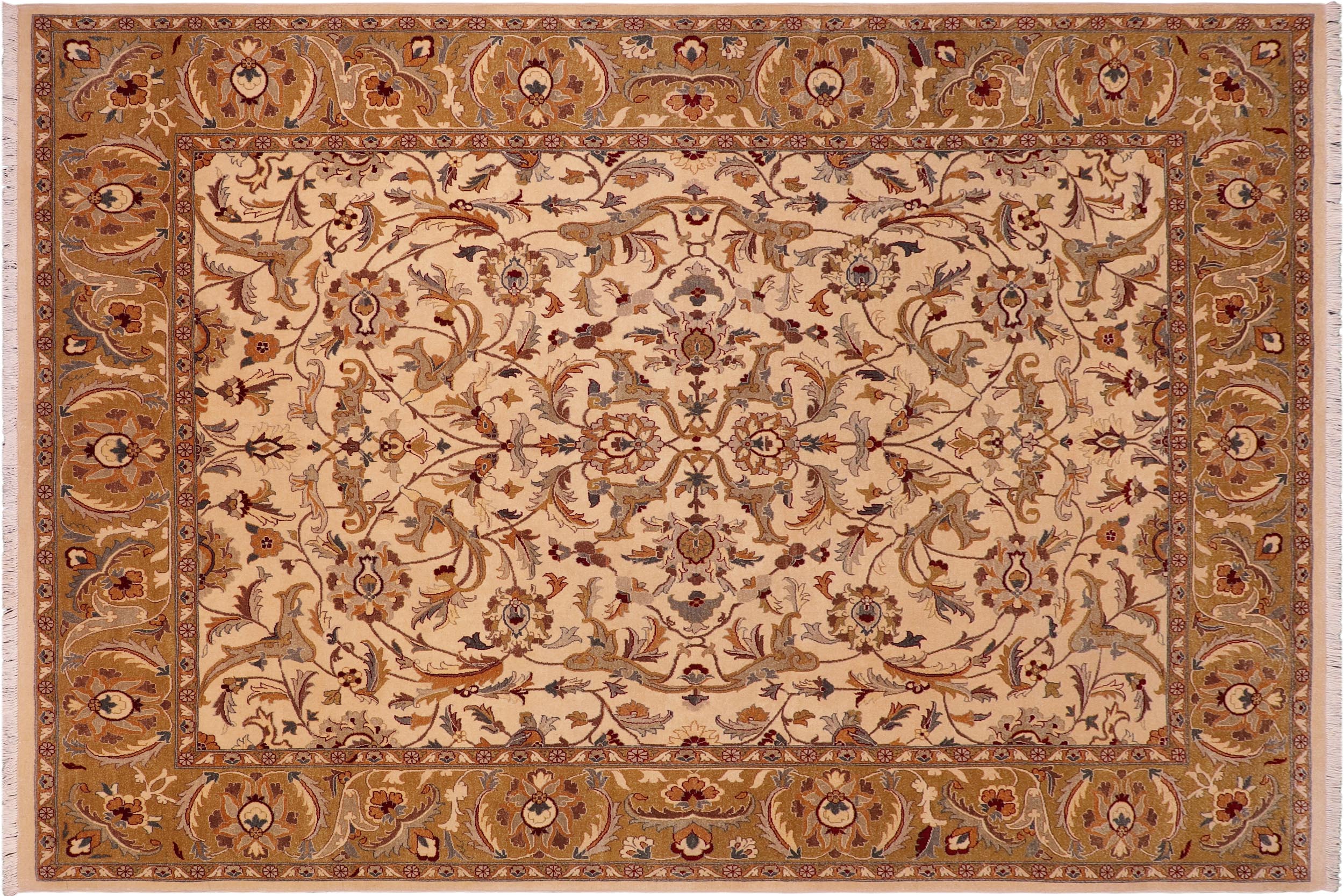 handmade Traditional  Lt. Tan Gold Hand Knotted RECTANGLE 100% WOOL area rug 8' x 10'