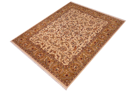 handmade Traditional  Lt. Tan Gold Hand Knotted RECTANGLE 100% WOOL area rug 8' x 10'