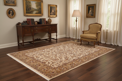 Turkish Knotted Istanbul Tabetha Tan/Gold Wool Rug - 8'3''X9'10''
