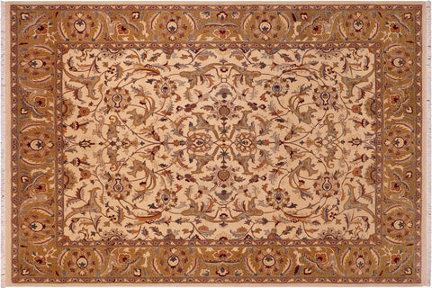 handmade Traditional  Lt. Tan Gold Hand Knotted RECTANGLE 100% WOOL area rug 8' x 10'