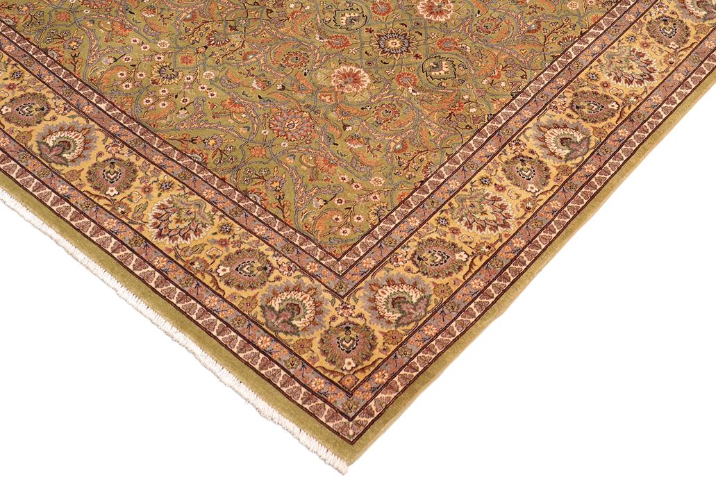 handmade Traditional Design Green Gold Hand Knotted RECTANGLE 100% WOOL area rug 8'X10'
