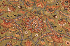 handmade Traditional Design Green Gold Hand Knotted RECTANGLE 100% WOOL area rug 8'X10'