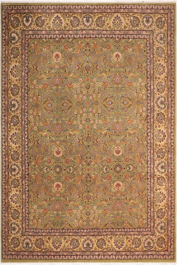 handmade Traditional Design Green Gold Hand Knotted RECTANGLE 100% WOOL area rug 8'X10'