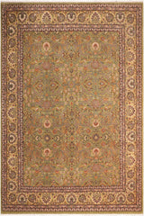 handmade Traditional Design Green Gold Hand Knotted RECTANGLE 100% WOOL area rug 8'X10'
