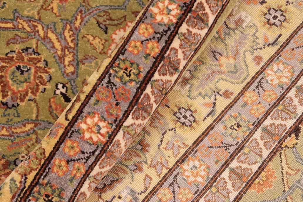 handmade Traditional Design Green Gold Hand Knotted RECTANGLE 100% WOOL area rug 8'X10'