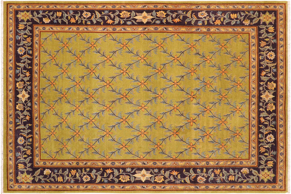 handmade Transitional Design Green Blue Hand Knotted RECTANGLE 100% WOOL area rug 8' x 10'
