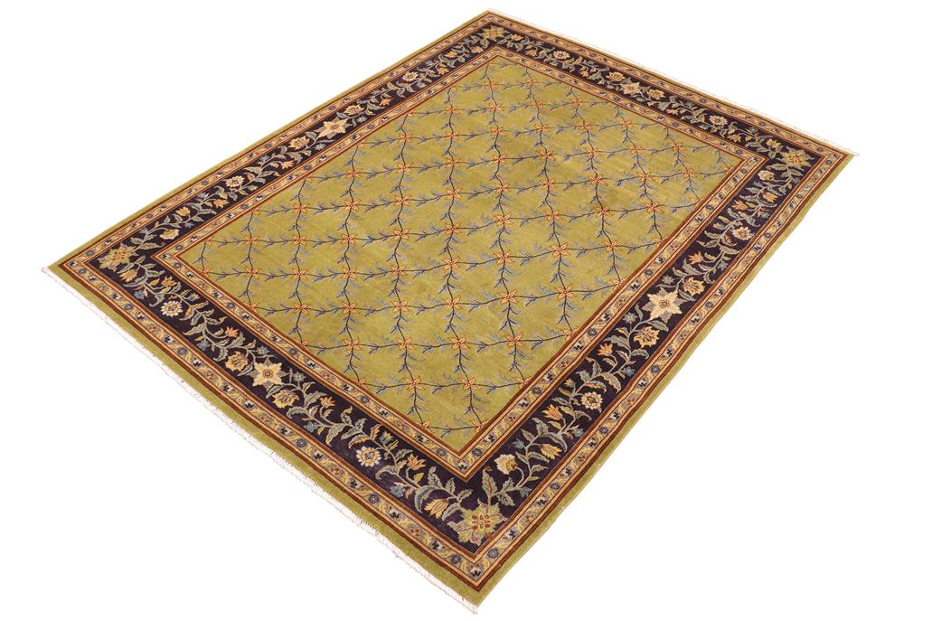 handmade Transitional Design Green Blue Hand Knotted RECTANGLE 100% WOOL area rug 8'X10'