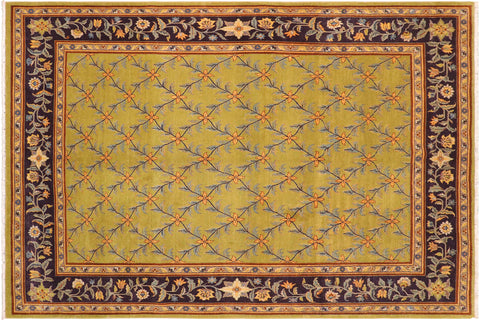 handmade Transitional Design Green Blue Hand Knotted RECTANGLE 100% WOOL area rug 8' x 10'