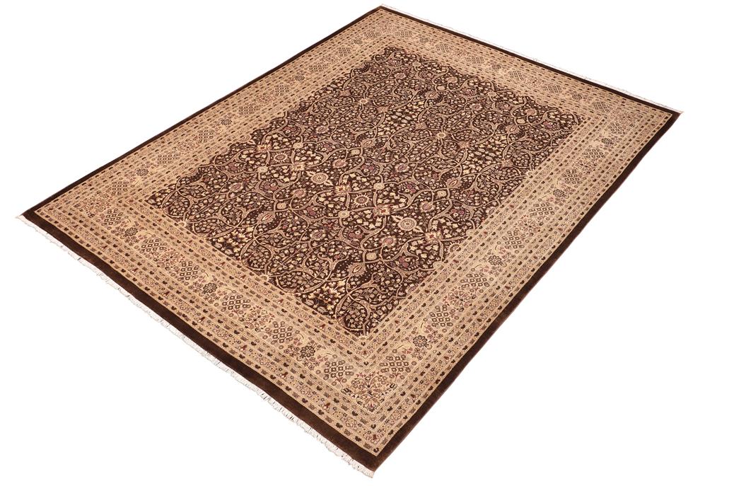 handmade Traditional Tabriz Brown Tan Hand Knotted RECTANGLE 100% WOOL area rug 8'X10'