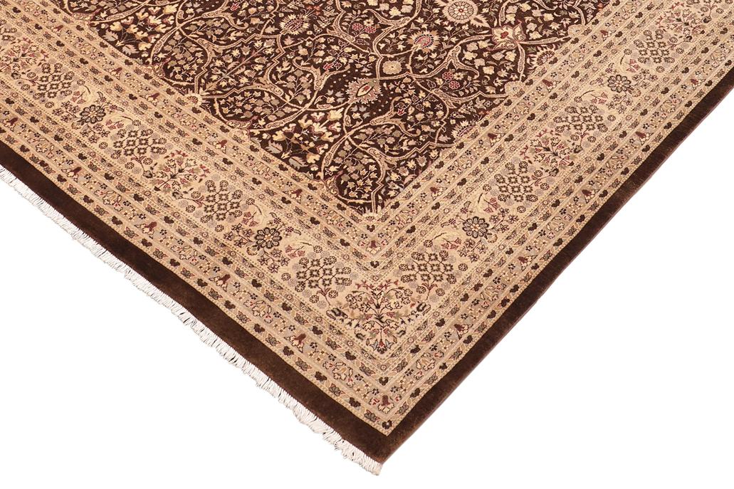 handmade Traditional Tabriz Brown Tan Hand Knotted RECTANGLE 100% WOOL area rug 8'X10'