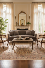 Turkish Knotted Istanbul Mammie Gray/Gray Wool Rug - 9'3''X11'8''