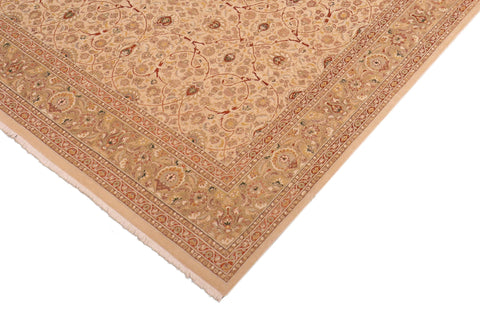 handmade Transitional Taj Ivory Tan Hand Knotted RECTANGLE 100% WOOL area rug 8 x 10