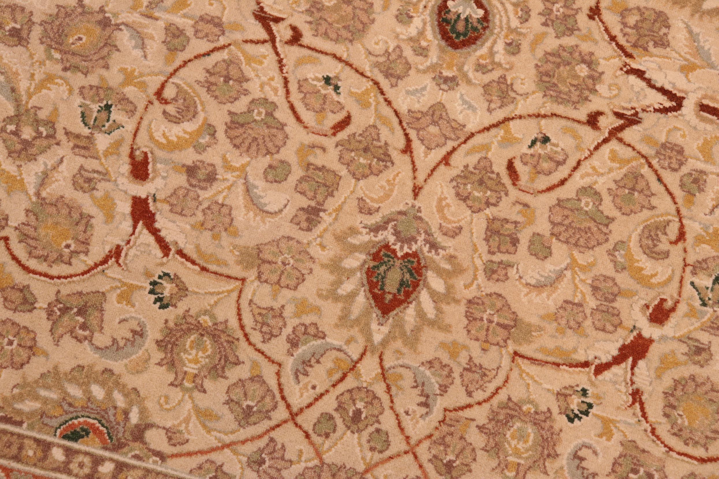 handmade Transitional Taj Ivory Tan Hand Knotted RECTANGLE 100% WOOL area rug 8x10