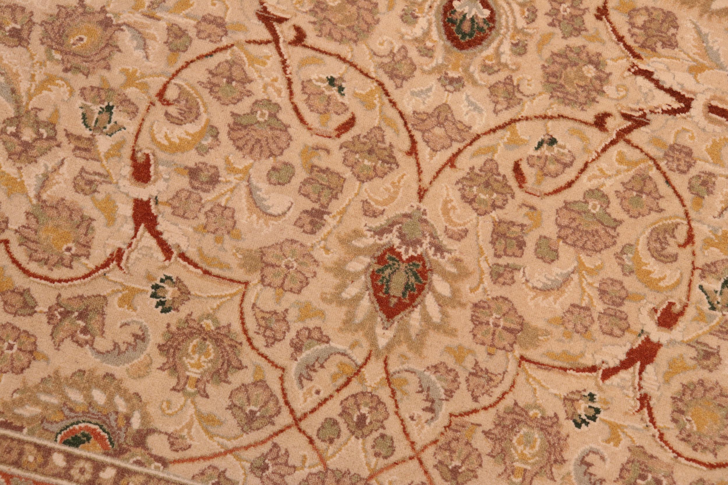 handmade Transitional Taj Ivory Tan Hand Knotted RECTANGLE 100% WOOL area rug 8 x 10
