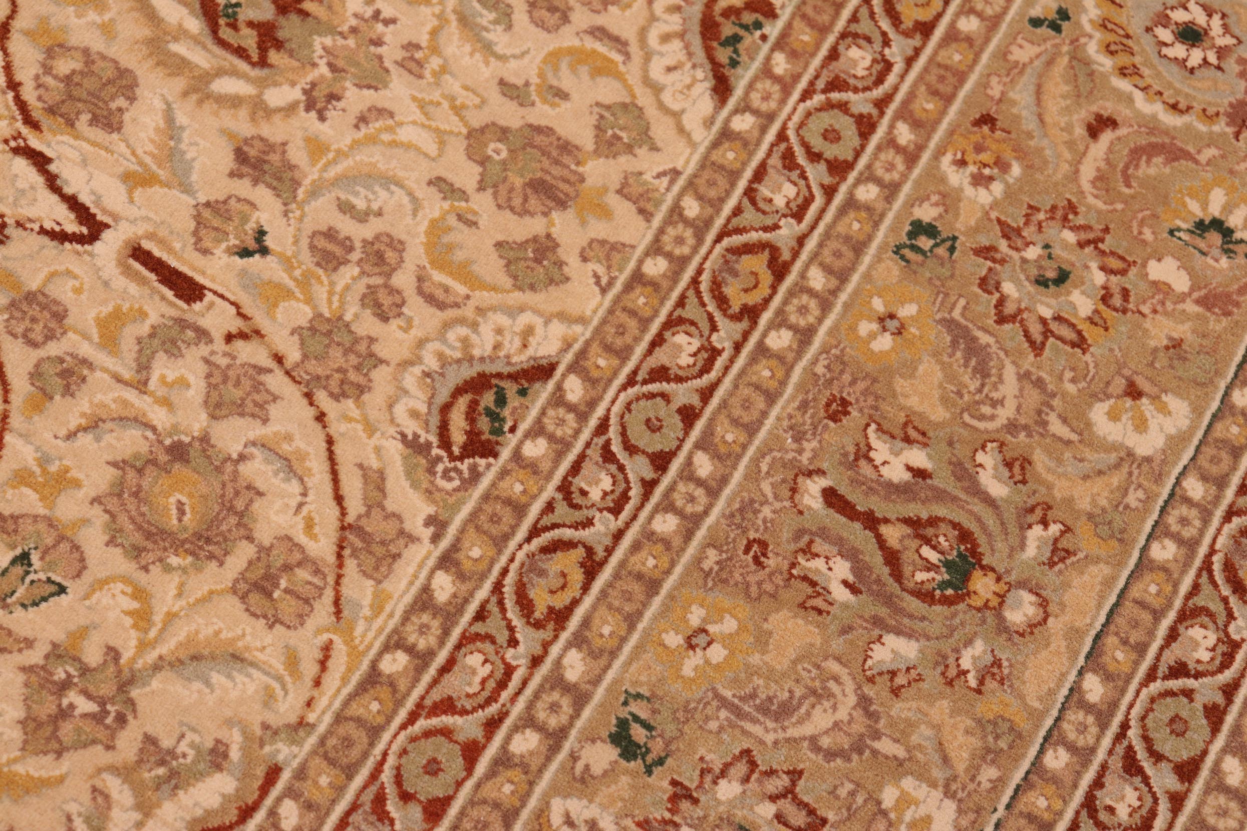 handmade Transitional Taj Ivory Tan Hand Knotted RECTANGLE 100% WOOL area rug 8x10