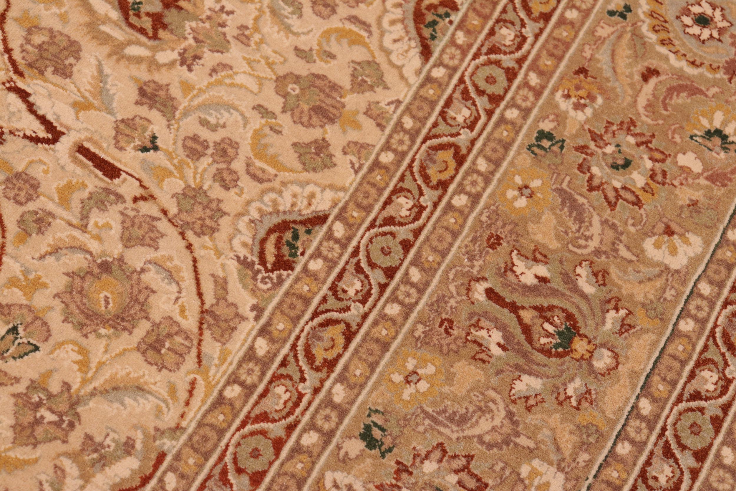 handmade Transitional Taj Ivory Tan Hand Knotted RECTANGLE 100% WOOL area rug 8 x 10