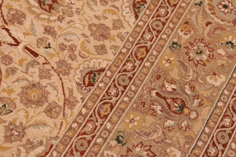 handmade Transitional Taj Ivory Tan Hand Knotted RECTANGLE 100% WOOL area rug 8 x 10