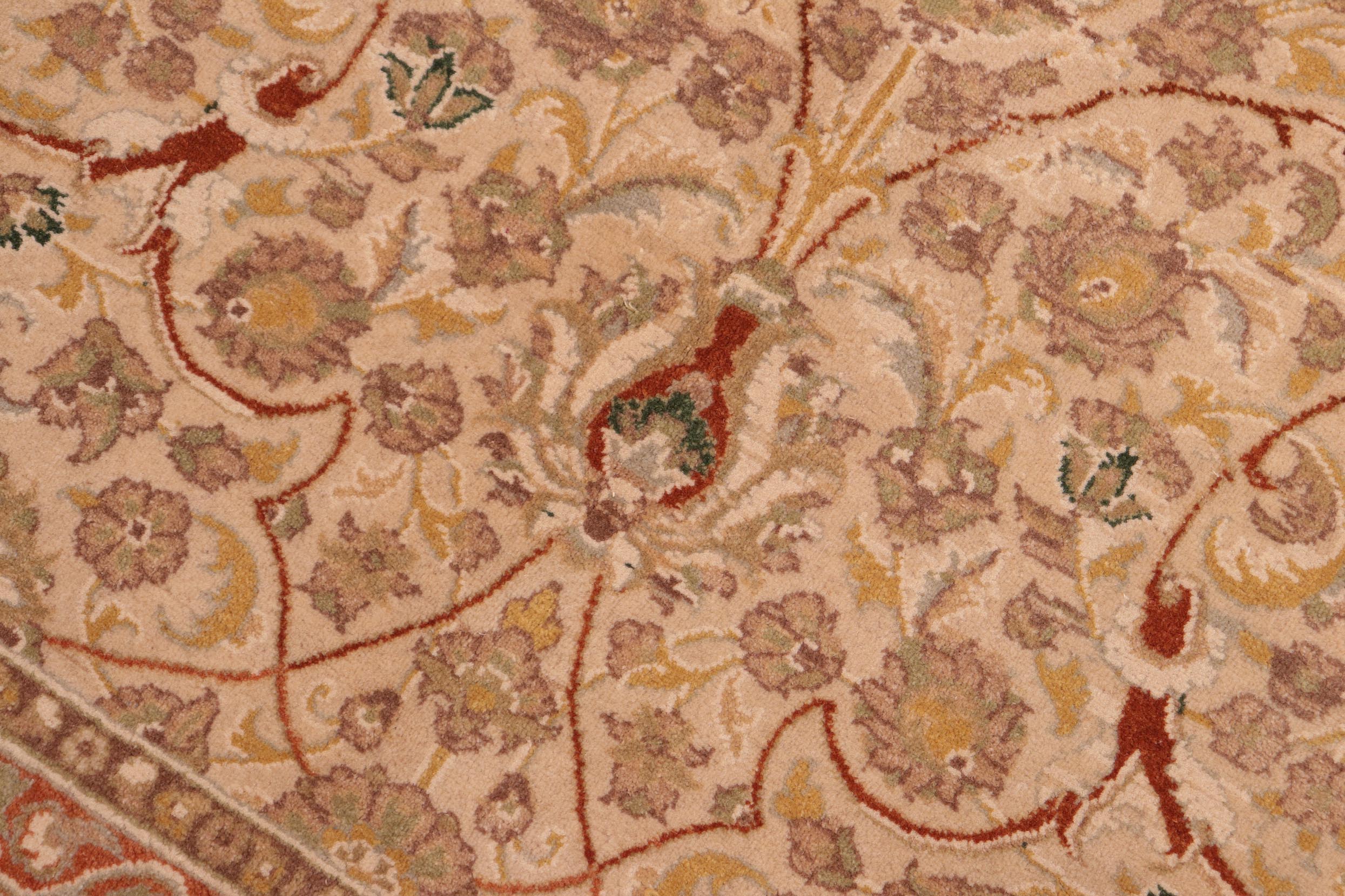 handmade Transitional Taj Ivory Tan Hand Knotted RECTANGLE 100% WOOL area rug 8x10