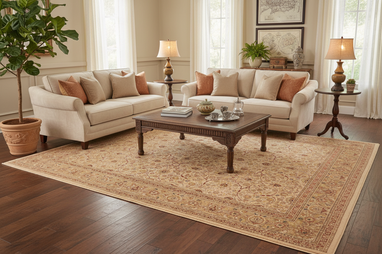 handmade Transitional Taj Ivory Tan Hand Knotted RECTANGLE 100% WOOL area rug 8 x 10