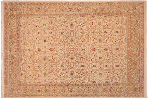 handmade Transitional Taj Ivory Tan Hand Knotted RECTANGLE 100% WOOL area rug 8 x 10