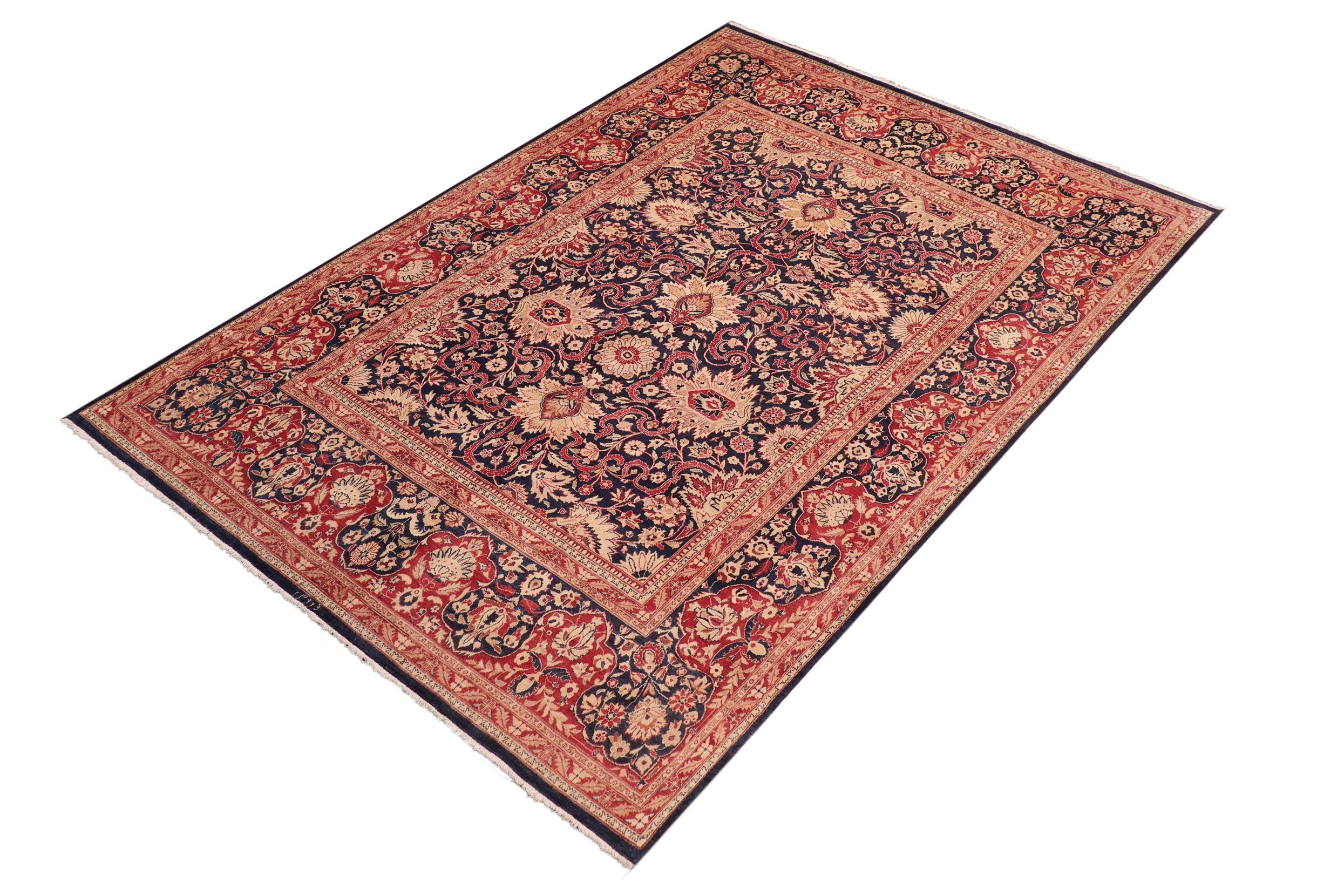 handmade Transitional Sultanabad Drk. Blue Red Hand Knotted RECTANGLE 100% WOOL area rug 8x10