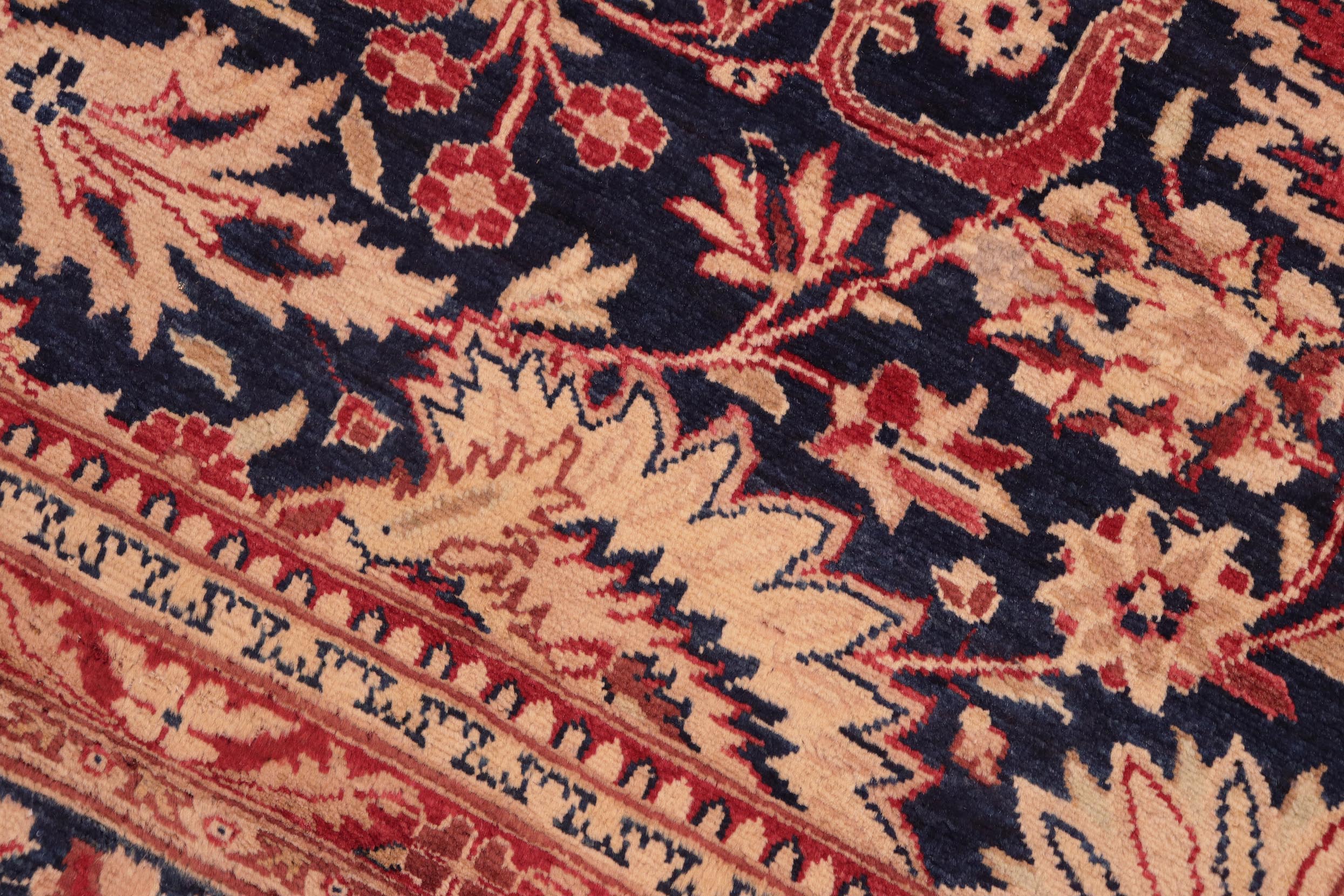 handmade Transitional Sultanabad Drk. Blue Red Hand Knotted RECTANGLE 100% WOOL area rug 8x10