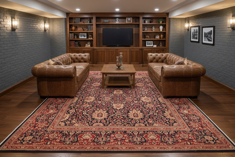 handmade Transitional Sultanabad Drk. Blue Red Hand Knotted RECTANGLE 100% WOOL area rug 8 x 10