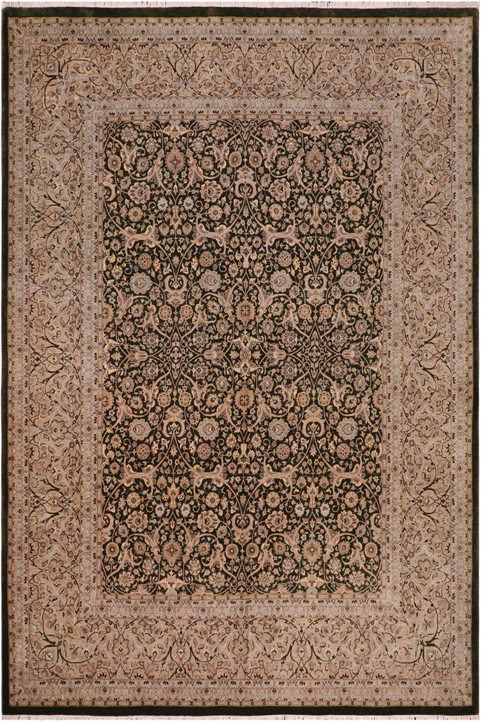 handmade Traditional Design Drk.green Lt. Gray Hand Knotted RECTANGLE 100% WOOL area rug 8'X10'