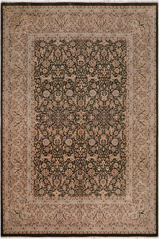 handmade Traditional Design Drk.green Lt. Gray Hand Knotted RECTANGLE 100% WOOL area rug 8'X10'