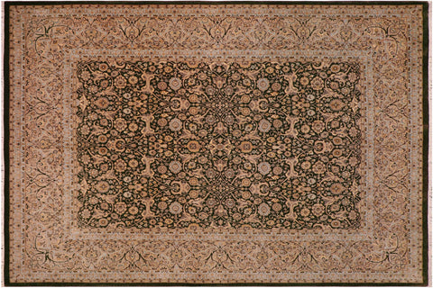 handmade Traditional Design Drk.green Lt. Gray Hand Knotted RECTANGLE 100% WOOL area rug 8' x 10'