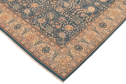 handmade Traditional  Blue Beige Hand Knotted RECTANGLE 100% WOOL area rug 8' x 10'