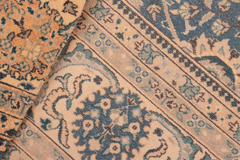 handmade Traditional  Blue Beige Hand Knotted RECTANGLE 100% WOOL area rug 8' x 10'