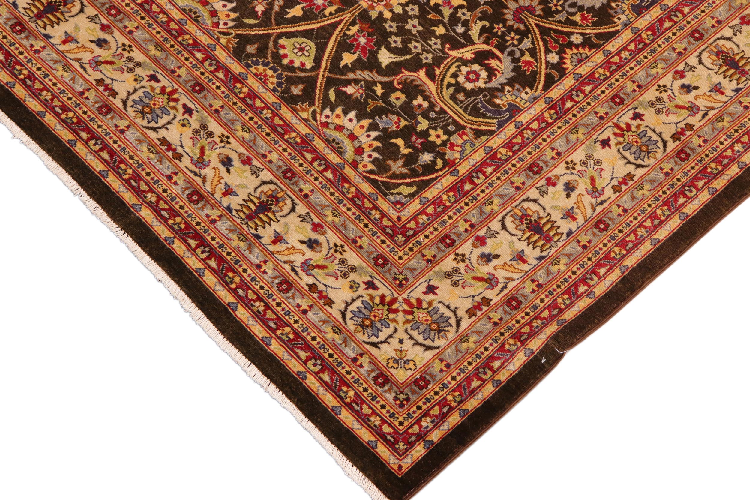 handmade Transitional Design Brown Beige Hand Knotted RECTANGLE 100% WOOL area rug 8' x 10'