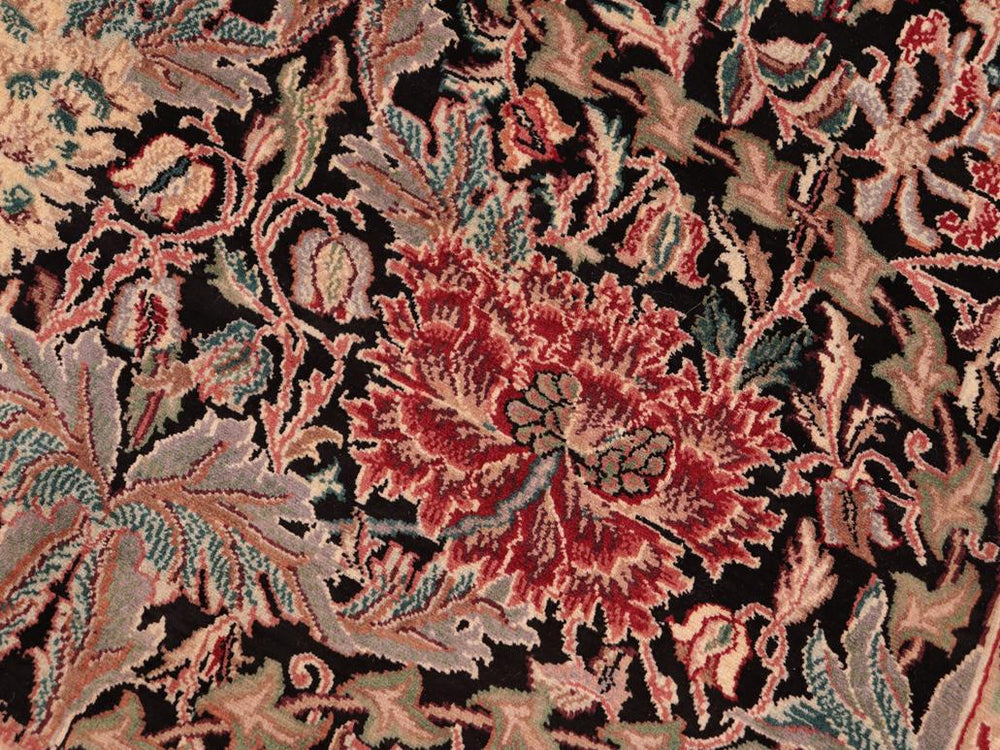 handmade Traditional Hashmi Black Beige Hand Knotted RECTANGLE 100% WOOL area rug 8x10