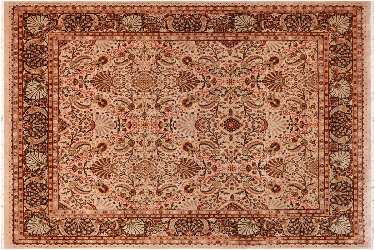handmade Traditional Veg Dye Lt. Gray Dark Brown Hand Knotted RECTANGLE 100% WOOL area rug 8' x 10'