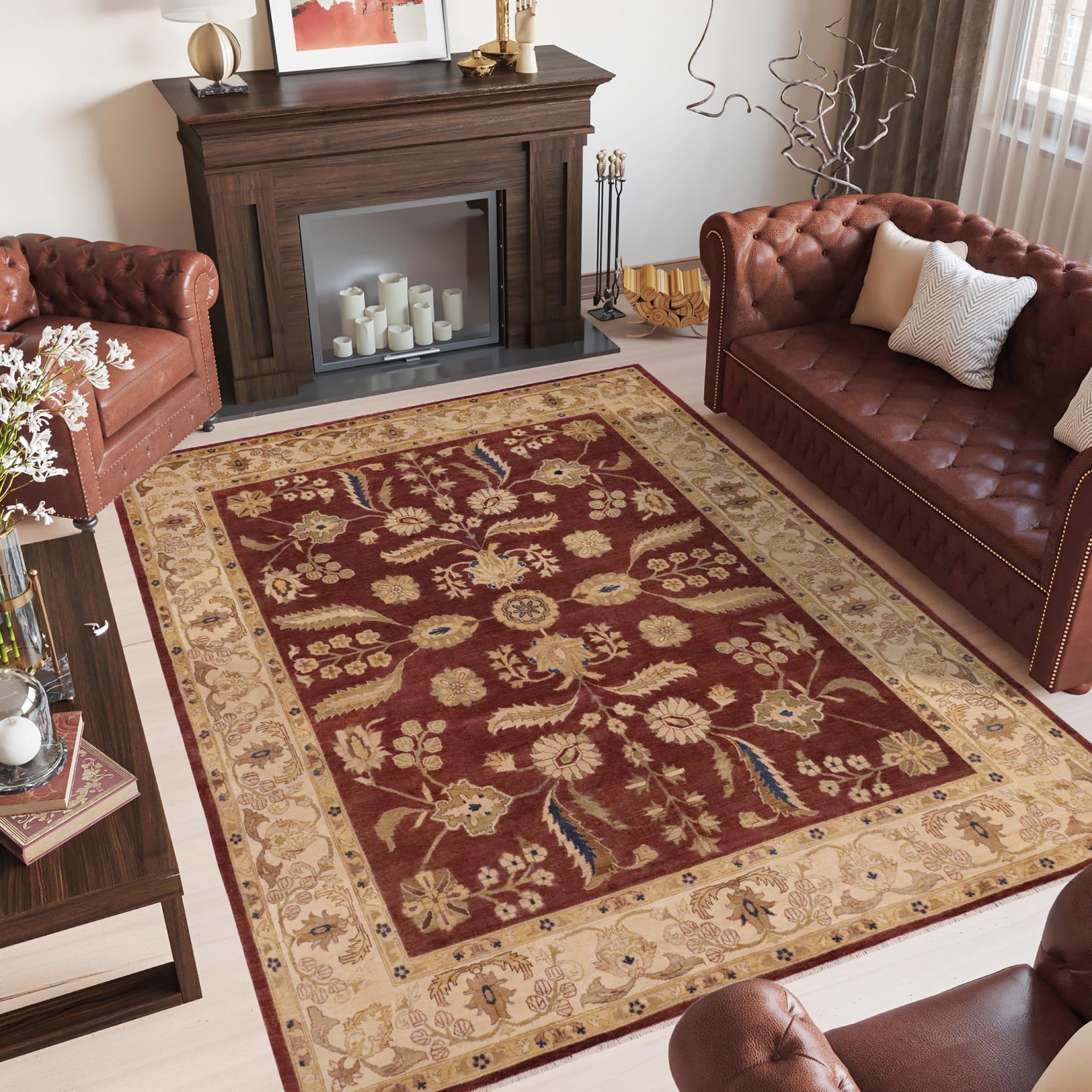 handmade Traditional Kafkaz Sienna Tan Hand Knotted RECTANGLE 100% WOOL area rug 9x11