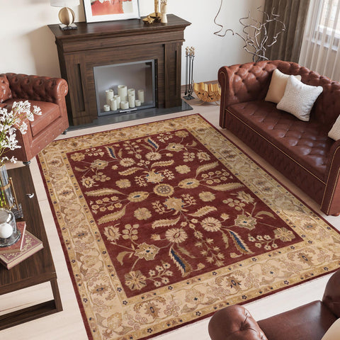 handmade Traditional Kafkaz Sienna Tan Hand Knotted RECTANGLE 100% WOOL area rug 9x11