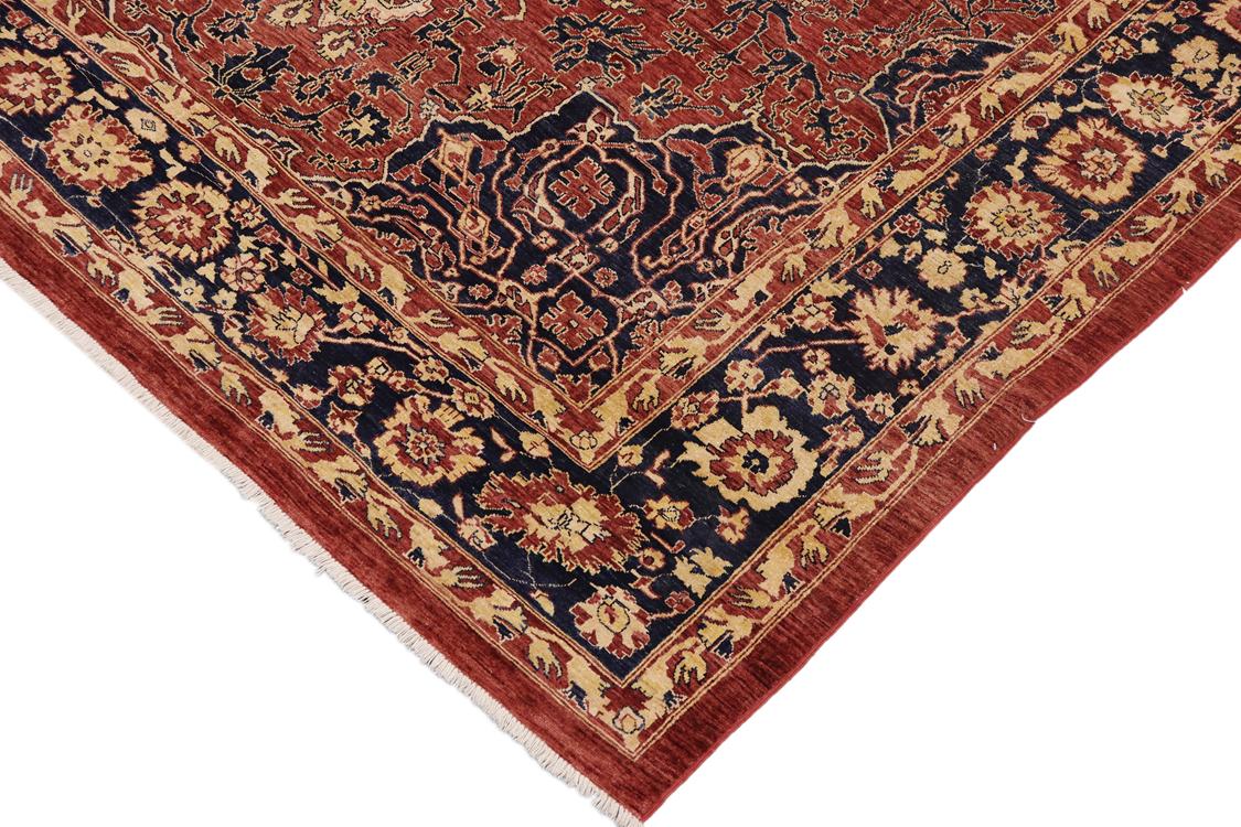 handmade Traditional Kafkaz Rust Blue Hand Knotted RECTANGLE 100% WOOL area rug 9' x 11'