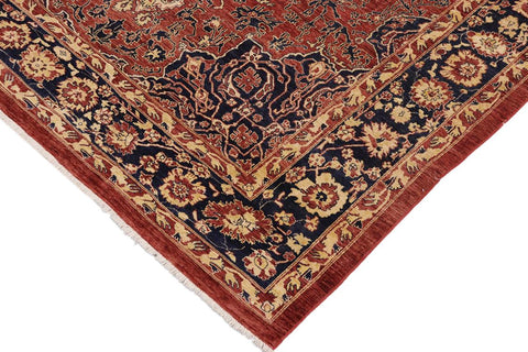 handmade Traditional Kafkaz Rust Blue Hand Knotted RECTANGLE 100% WOOL area rug 9' x 11'
