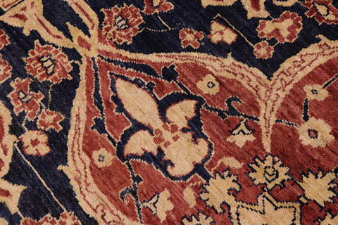 handmade Traditional Kafkaz Rust Blue Hand Knotted RECTANGLE 100% WOOL area rug 9' x 11'
