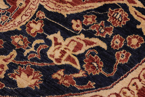 handmade Traditional Kafkaz Rust Blue Hand Knotted RECTANGLE 100% WOOL area rug 9' x 11'