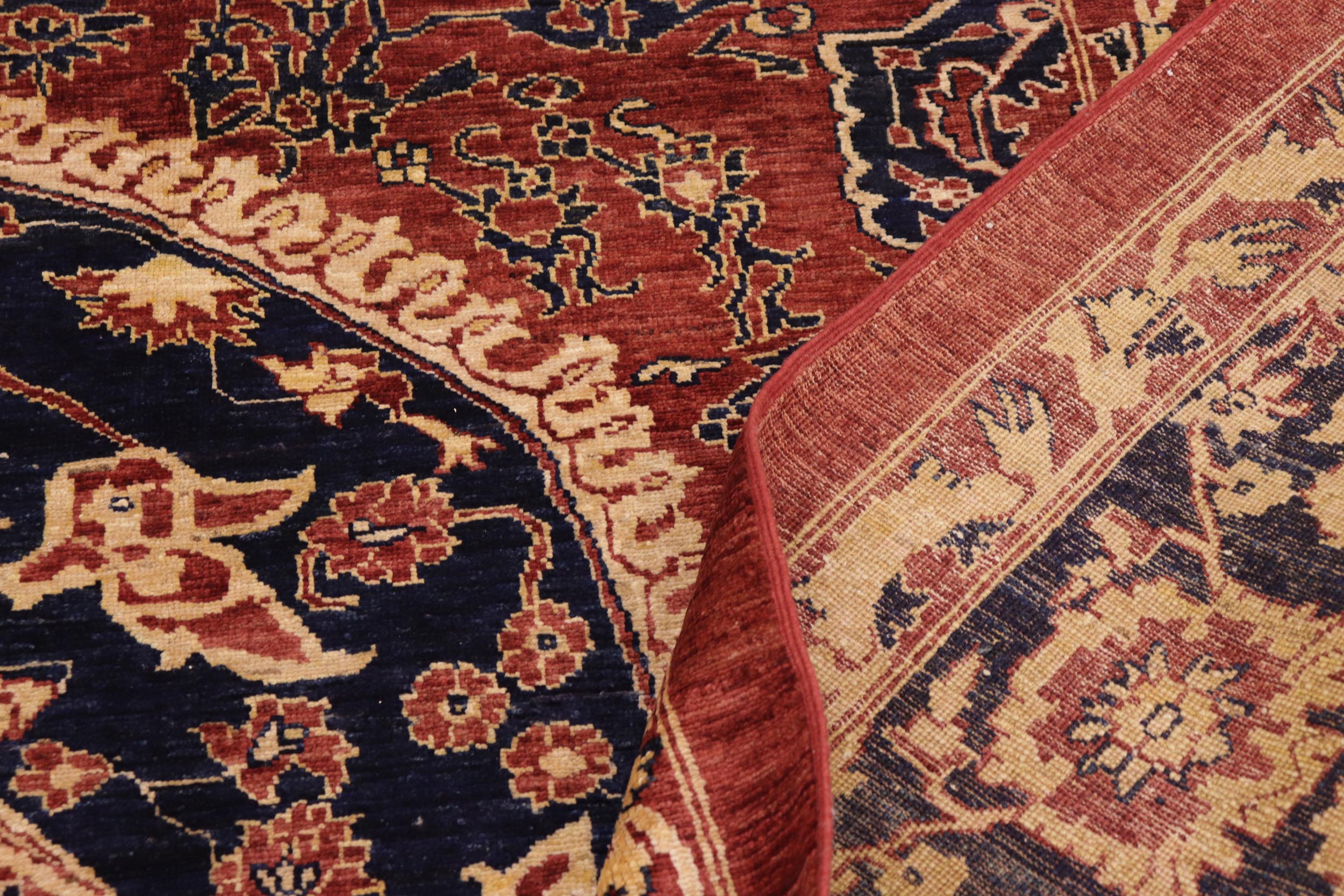 handmade Traditional Kafkaz Rust Blue Hand Knotted RECTANGLE 100% WOOL area rug 9' x 11'