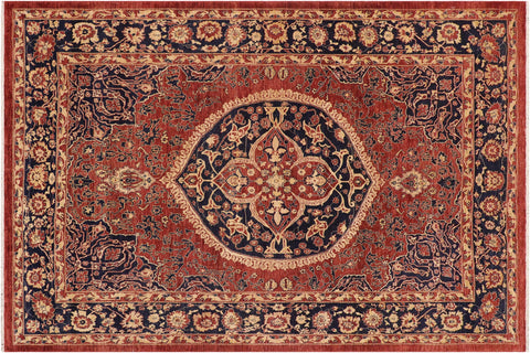 handmade Traditional Kafkaz Rust Blue Hand Knotted RECTANGLE 100% WOOL area rug 9' x 11'