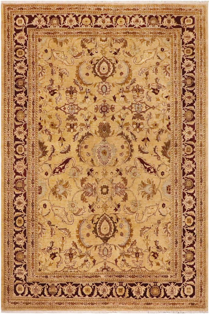 handmade Traditional Kafkaz Lt. Gold Burgundy Hand Knotted RECTANGLE 100% WOOL area rug 9X12