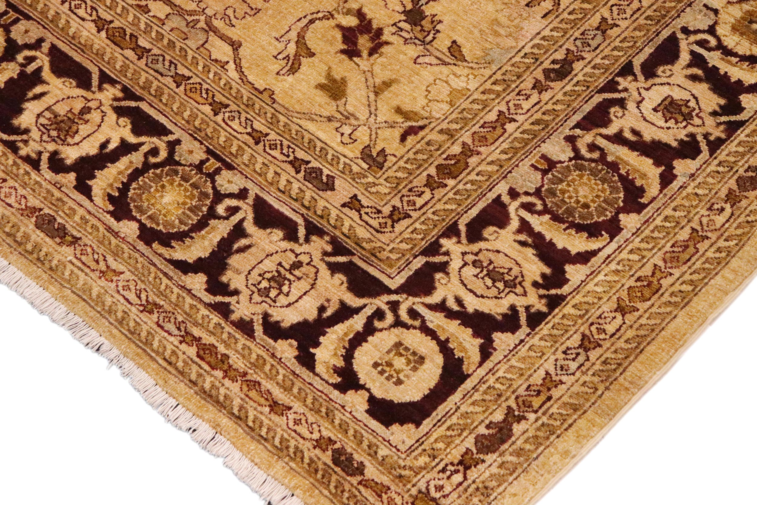 handmade Traditional Kafkaz Lt. Gold Burgundy Hand Knotted RECTANGLE 100% WOOL area rug 9x12