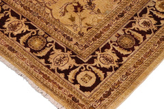 handmade Traditional Kafkaz Lt. Gold Burgundy Hand Knotted RECTANGLE 100% WOOL area rug 9X12